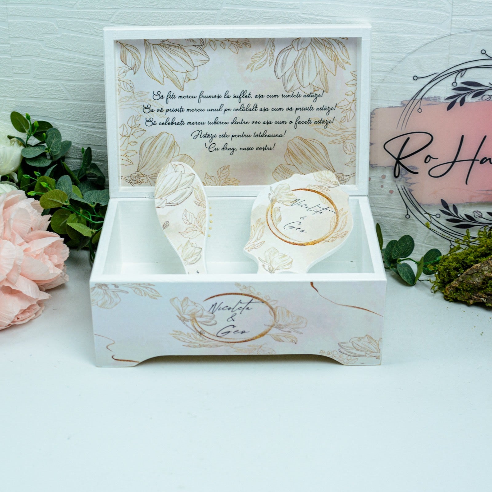 Cutie Amintiri medie Nunta cu magnolii RoHandWork