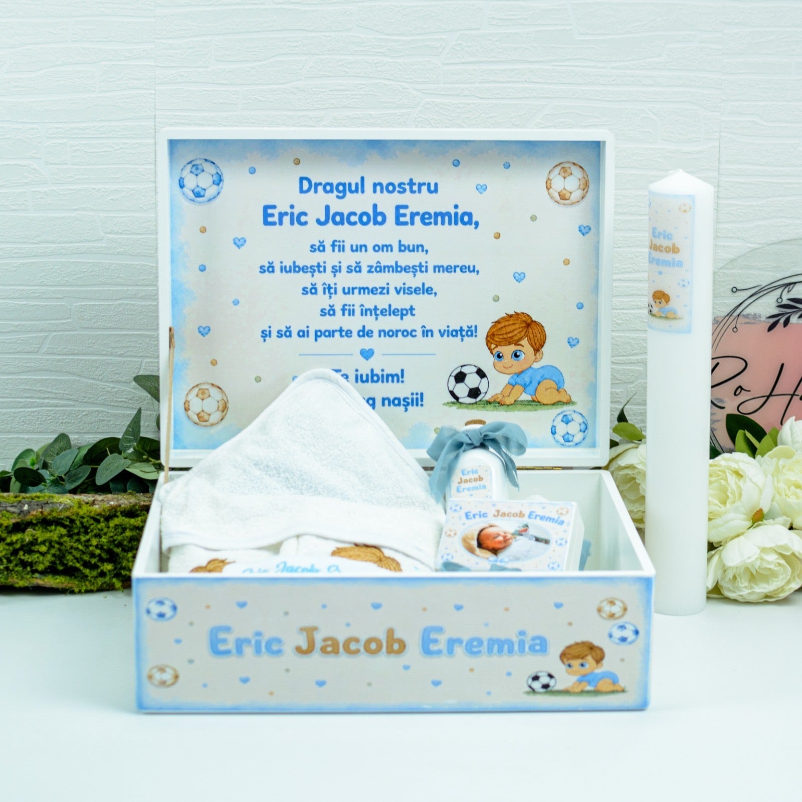 Trusou personalizat pentru botez -bebe Fotbalist RoHandWork