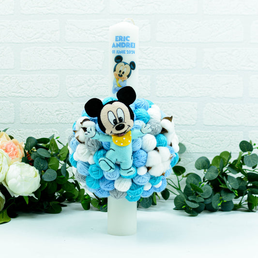 Lumanare botez cu gheme Baby Mickey RoHandWork