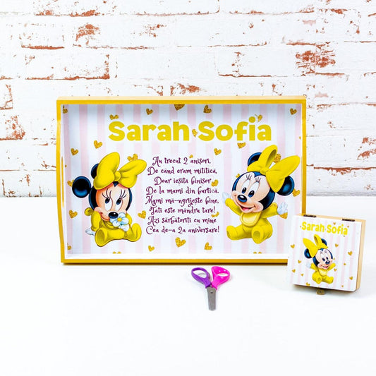 Set tavita turta Minnie Galben -set tava pentru taiere mot RoHandWork