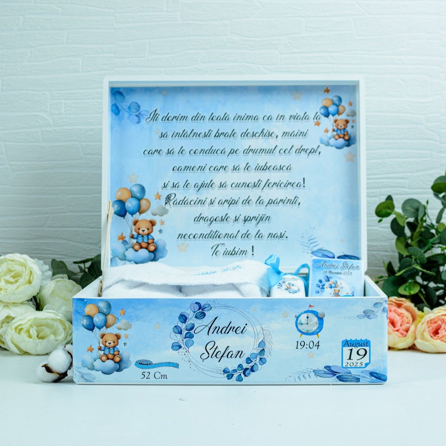 Set trusou botez Ursuleț și eucalipt RoHandWork