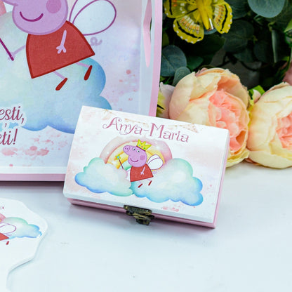 Set mot Peppa curcubeu   - set tava taiere mot personalizat RoHandWork