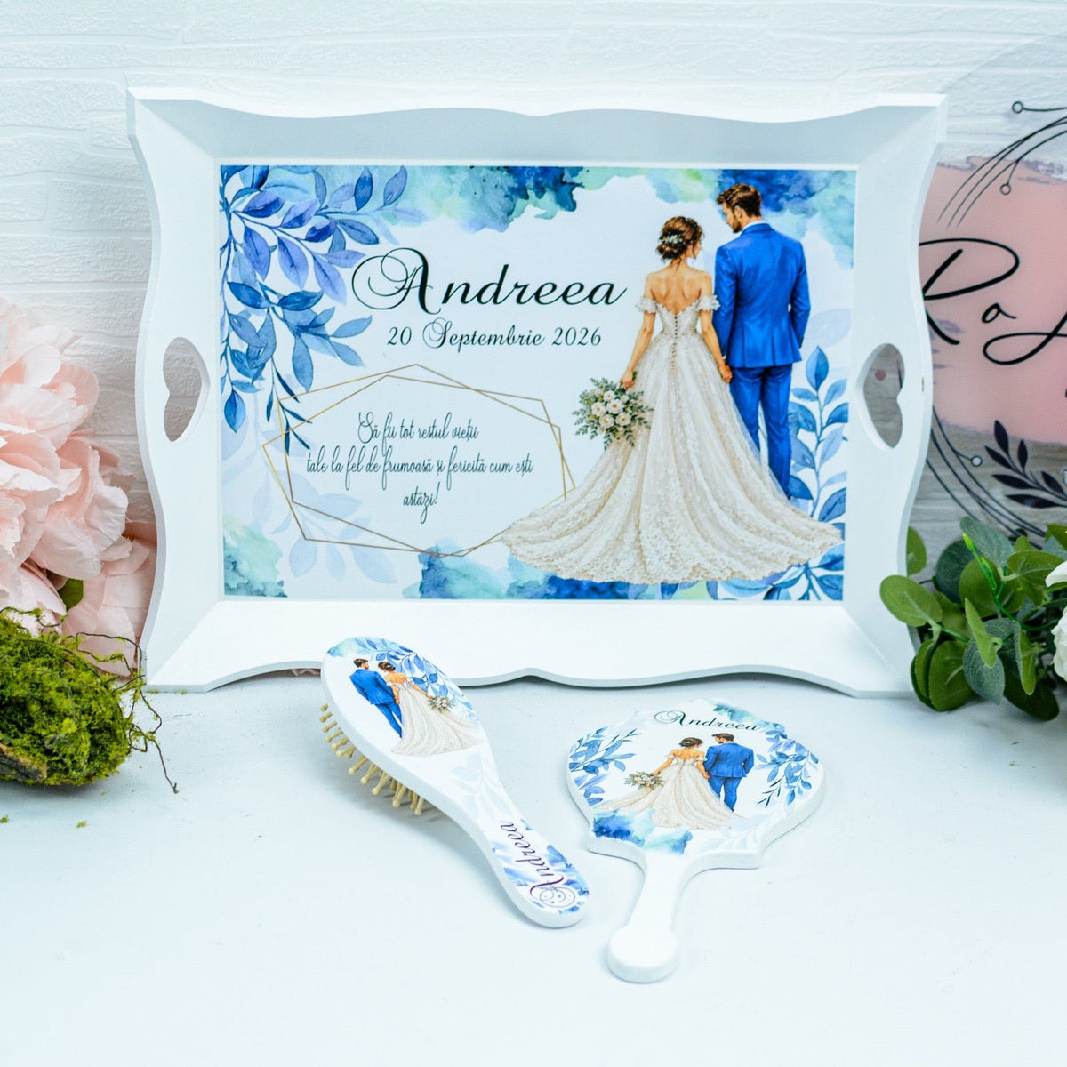 Set personalizat pentru gatitul miresei Albastru Regal RoHandWork