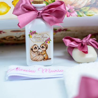 Trusou personalizat pentru botez -Lămâi și Suricate RoHandWork