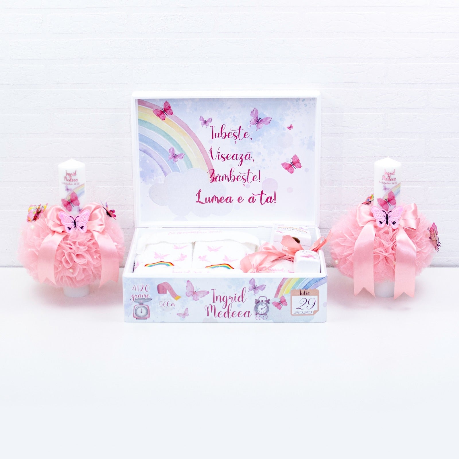 Set trusou botez fluturi si curcubeu RoHandWork