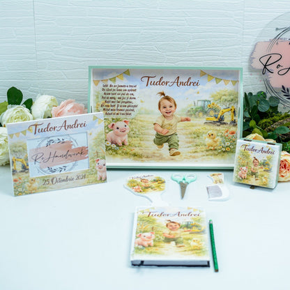 Set tavita moț Băiețel la fermă  -set tava pentru taiere mot (Copy) RoHandWork