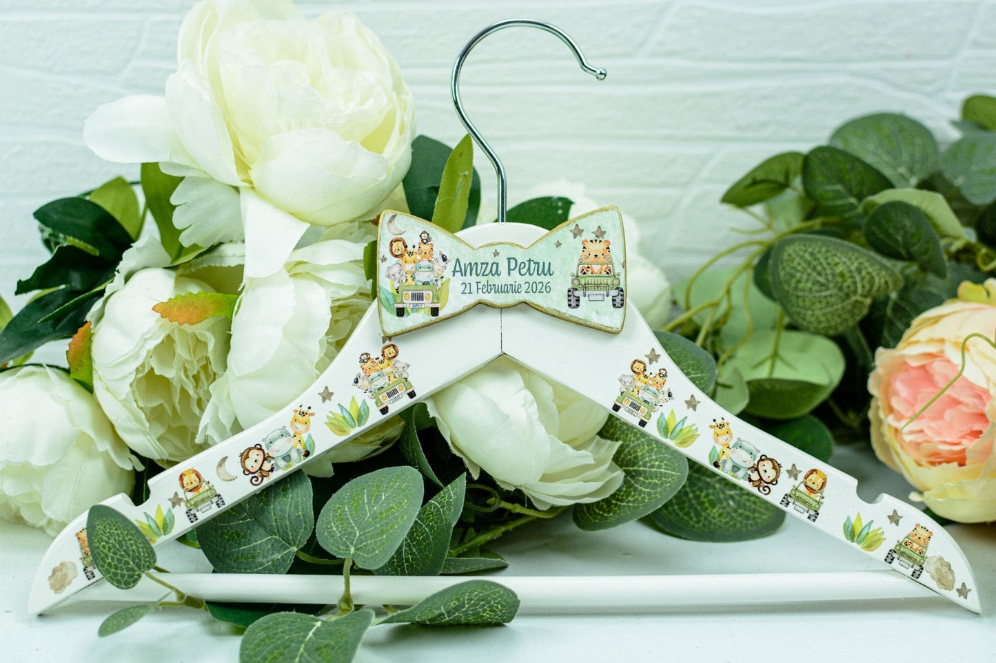 Umeras copil botez personalizat animăluțe în mașină RoHandWork