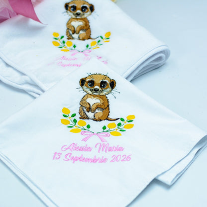 Trusou personalizat pentru botez -Lămâi și Suricate RoHandWork