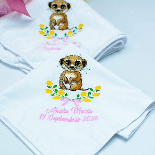 Trusou personalizat pentru botez -Lămâi și Suricate RoHandWork