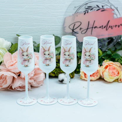 Set pahare botez Iepuraș RoHandWork