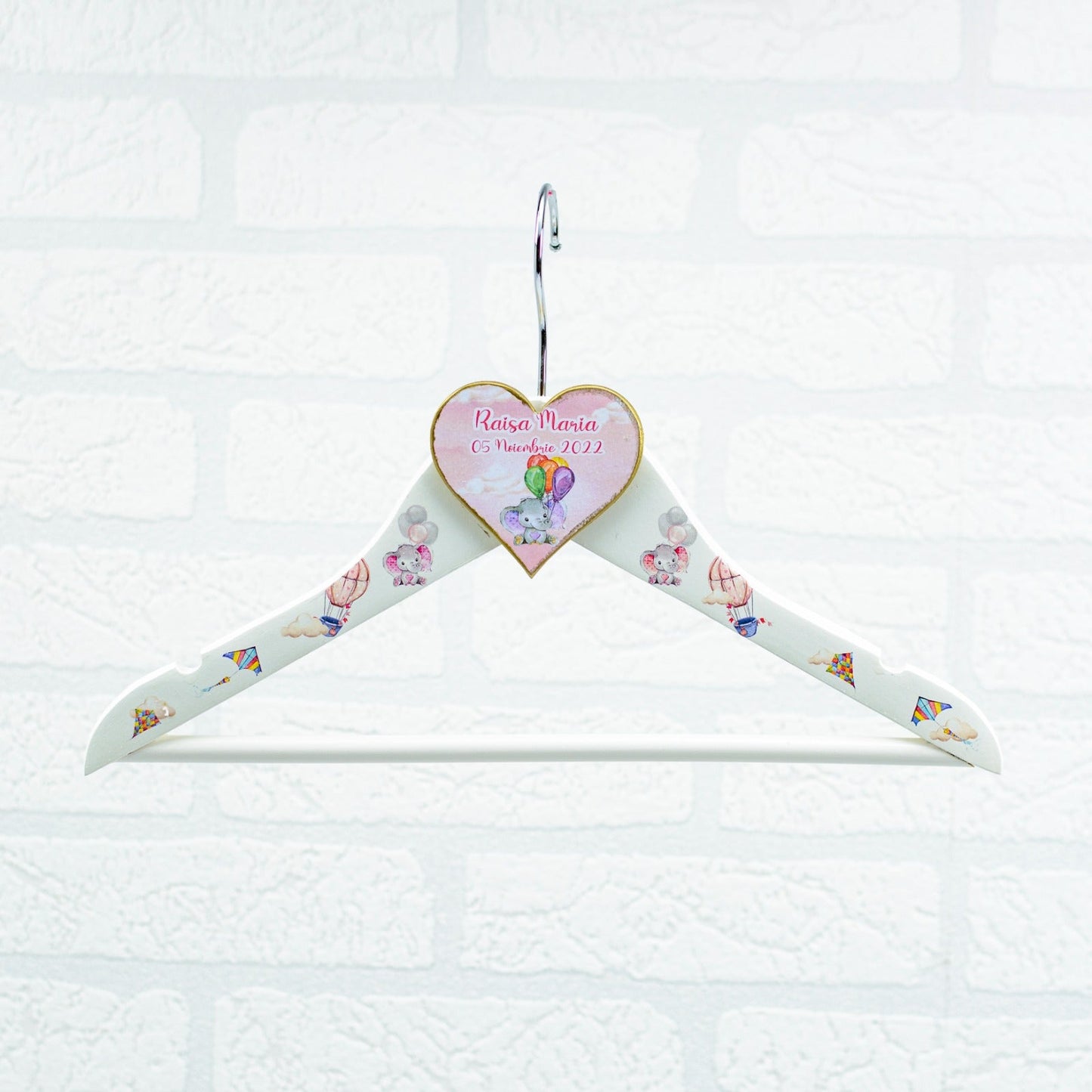 Umeras copil botez personalizat Elefantel roz RoHandWork