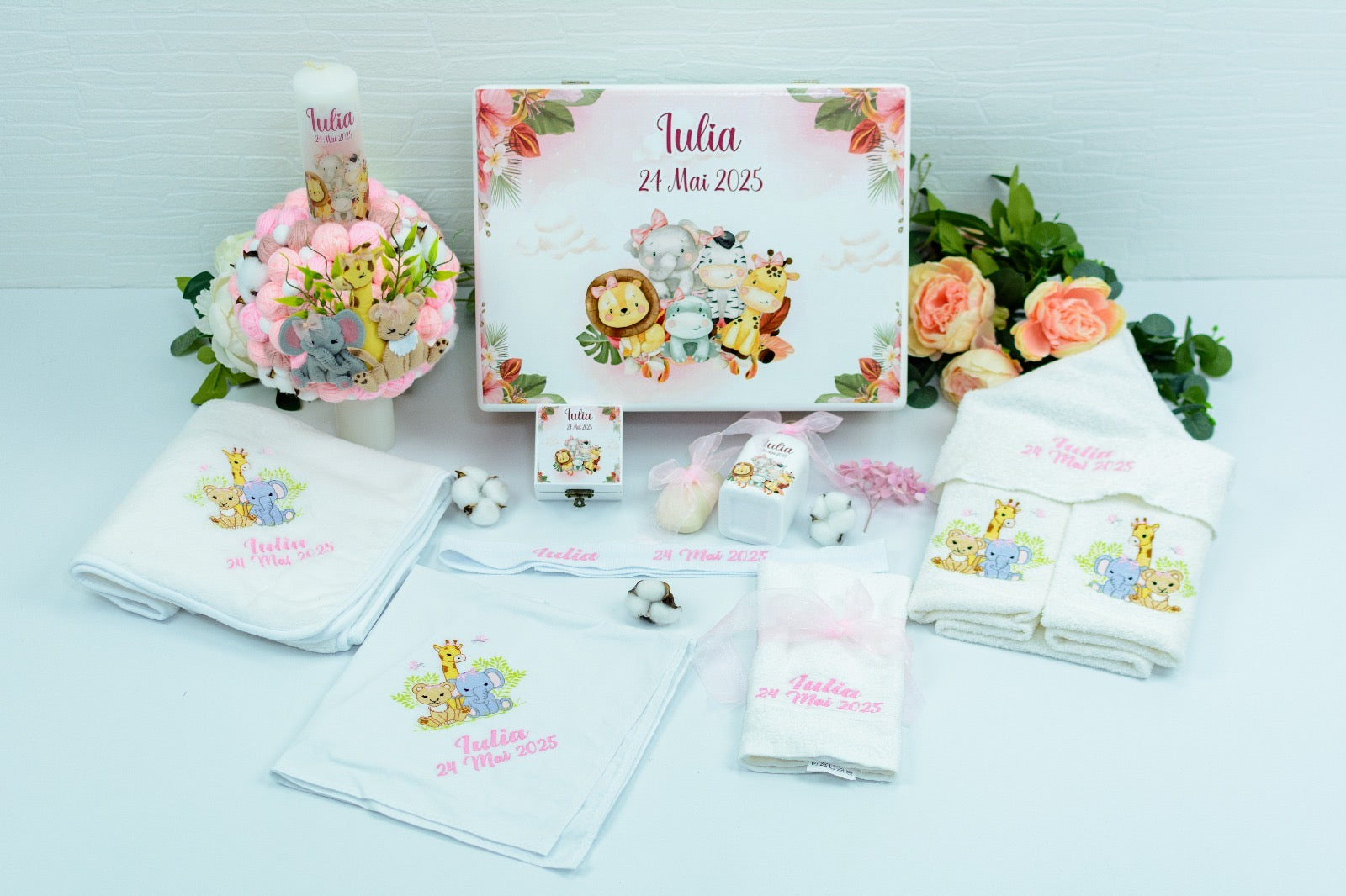 Set trusou botez animăluțe junglă fetiță RoHandWork