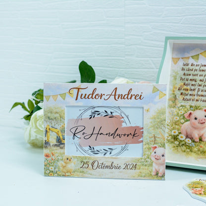 Set tavita moț Băiețel la fermă  -set tava pentru taiere mot (Copy) RoHandWork