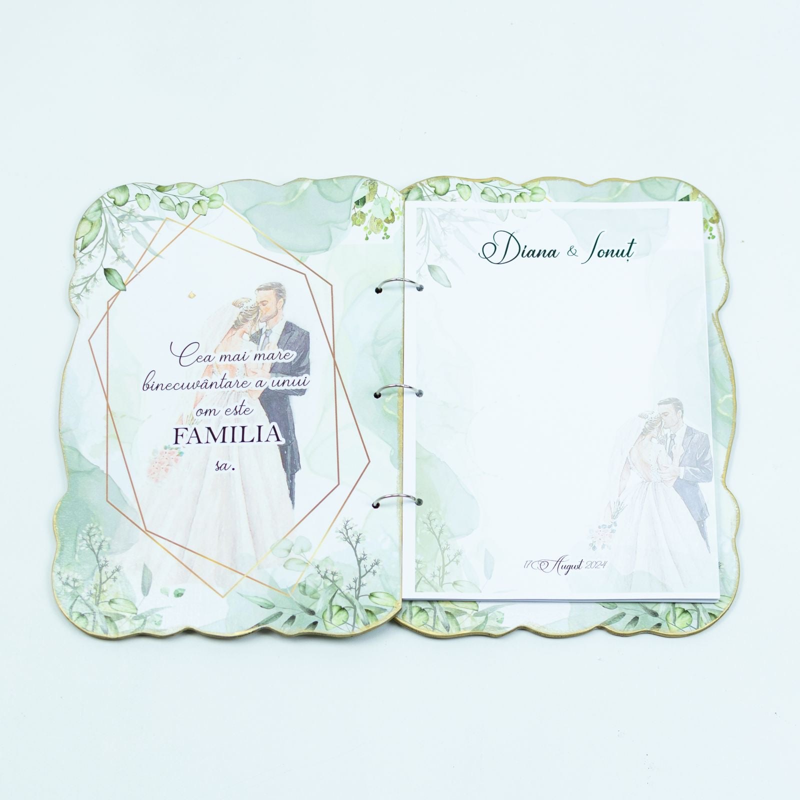 Guest Book nunta verde auriu RoHandWork