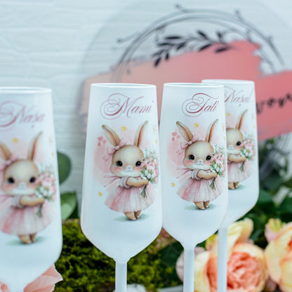 Set pahare botez Iepuraș RoHandWork