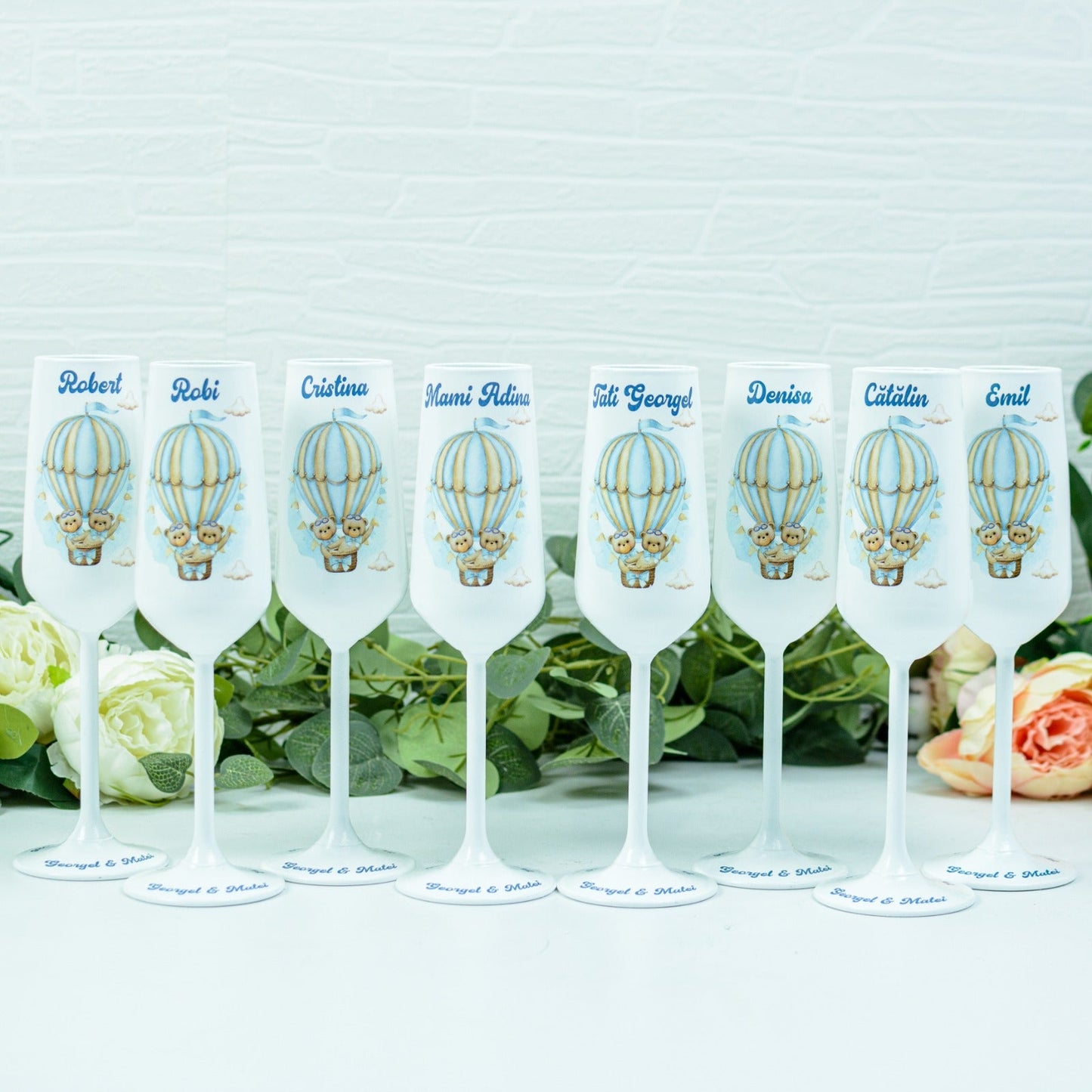 Pahare personalizate botez gemeni Ursuleți RoHandWork