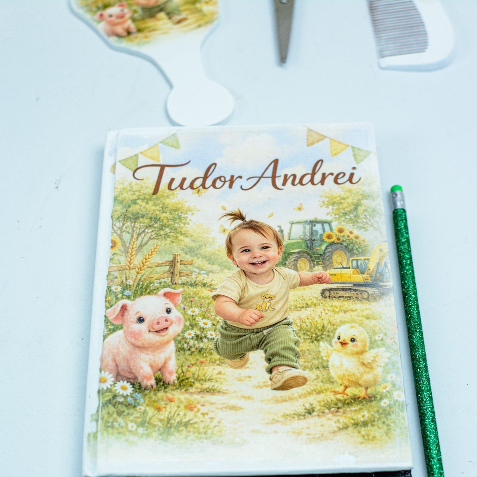 Set tavita moț Băiețel la fermă  -set tava pentru taiere mot (Copy) RoHandWork