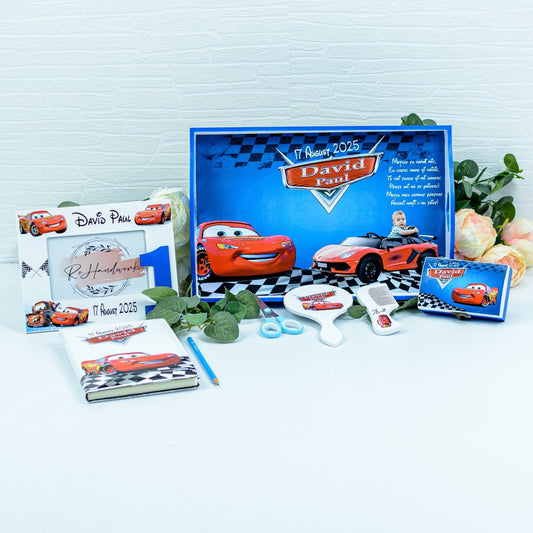 Set mot Cars - albastru    - set tava taiere mot personalizat RoHandWork