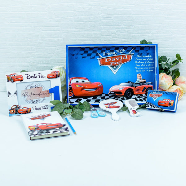 Set mot Cars - albastru    - set tava taiere mot personalizat RoHandWork