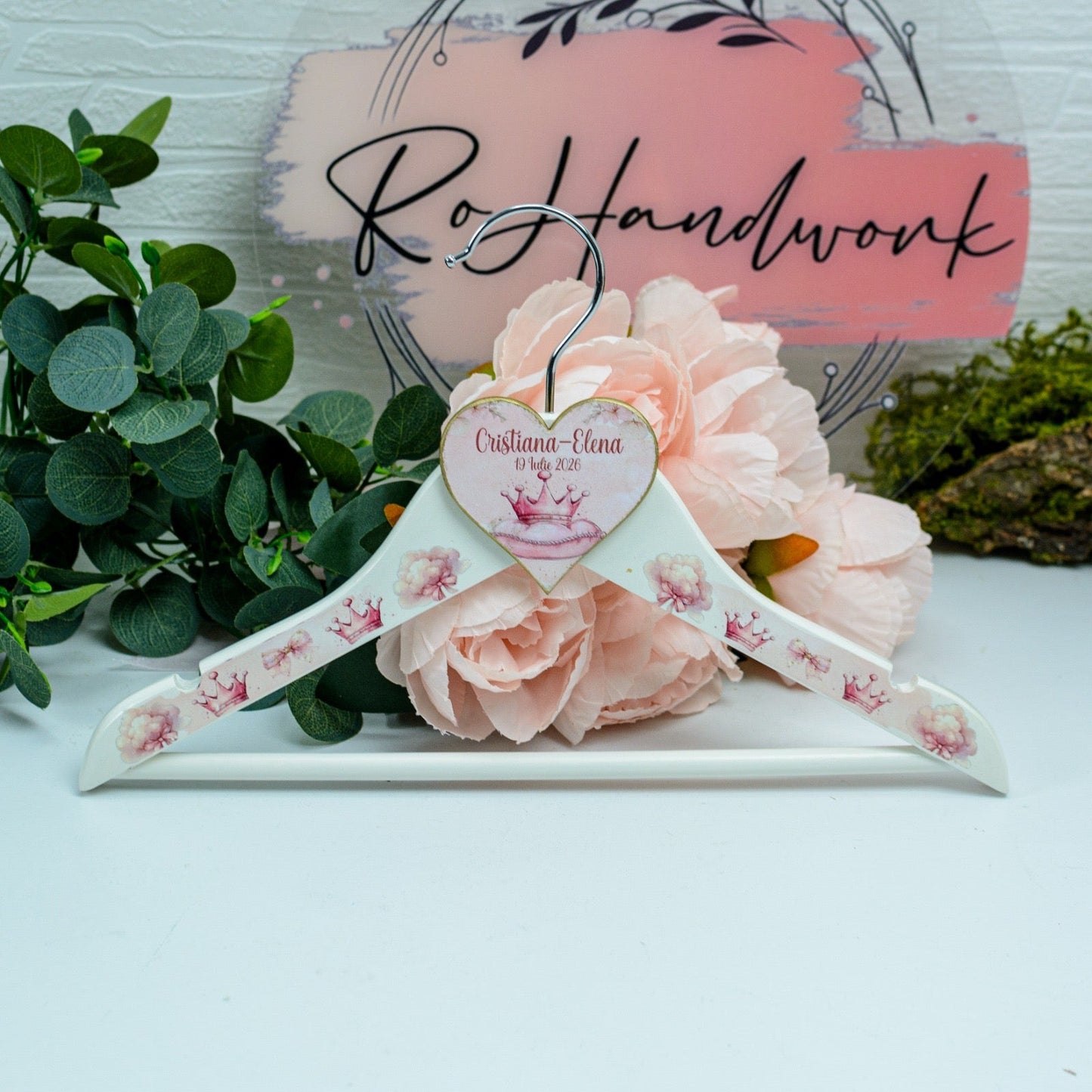 Umeras copil botez personalizat Coroana prințesă RoHandWork