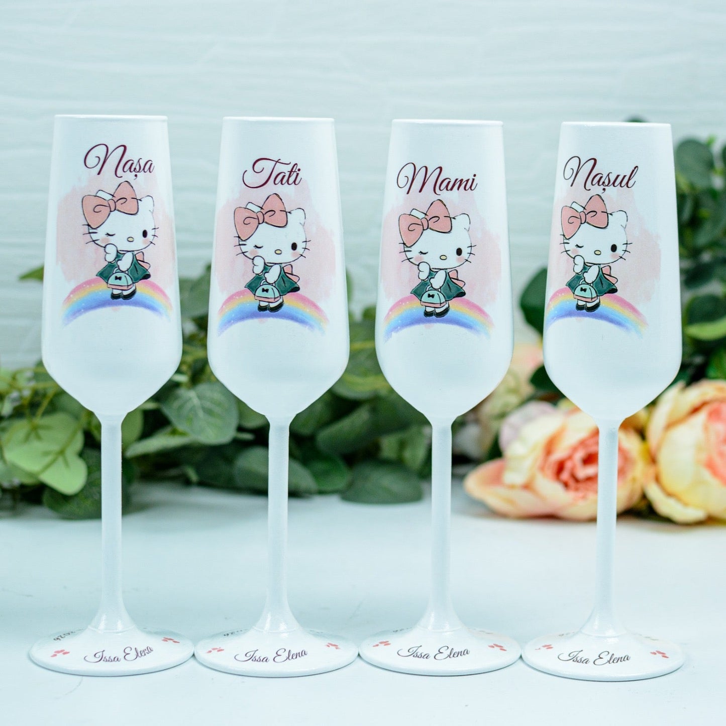 Pahare personalizate botez HelloKitty RoHandWork