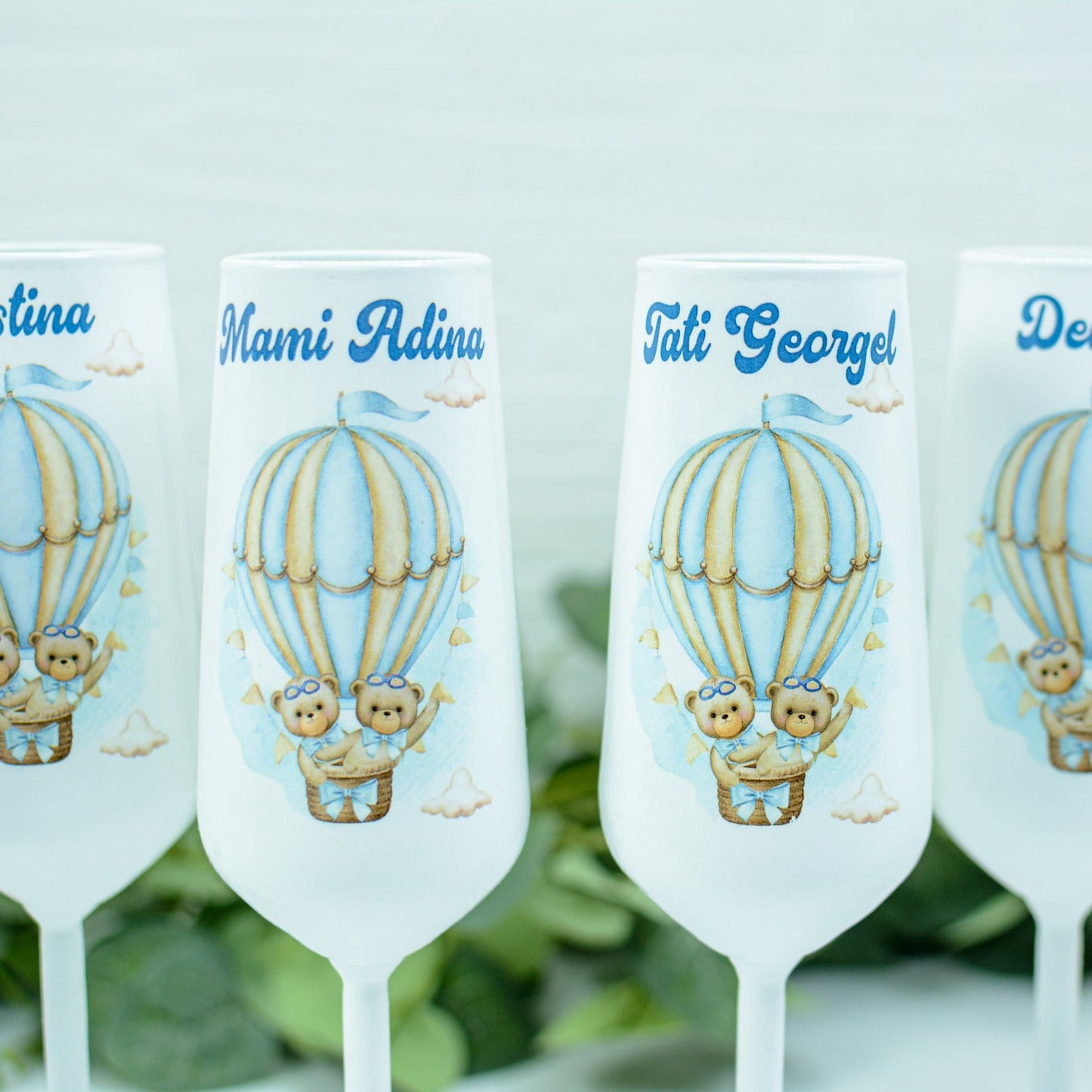 Pahare personalizate botez gemeni Ursuleți RoHandWork