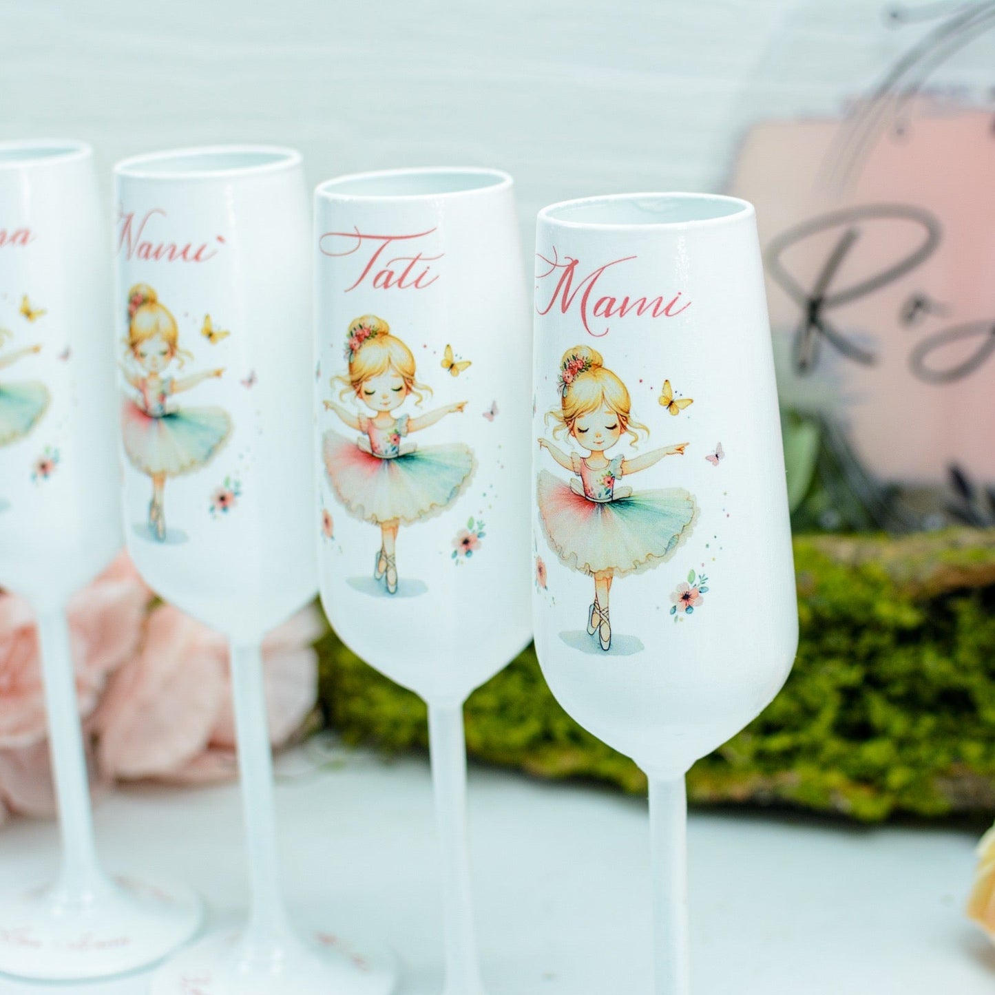Set pahare botez Balerina Delicată Colorata RoHandWork