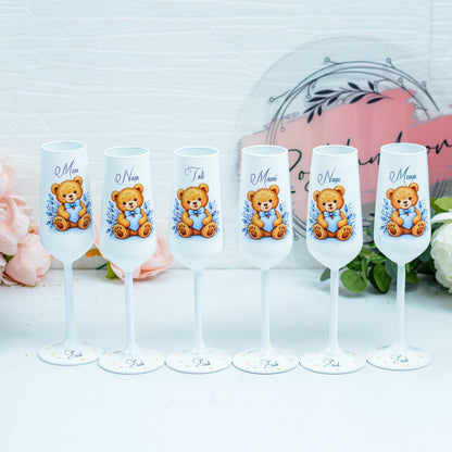 Pahare Personalizate pentru Botez Ursuleț cu inimioară RoHandWork