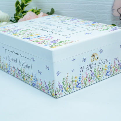 Cutie amintiri MARE de nunta mireasa flori pastelate RoHandWork