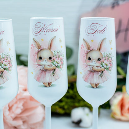 Set pahare botez Iepuraș RoHandWork
