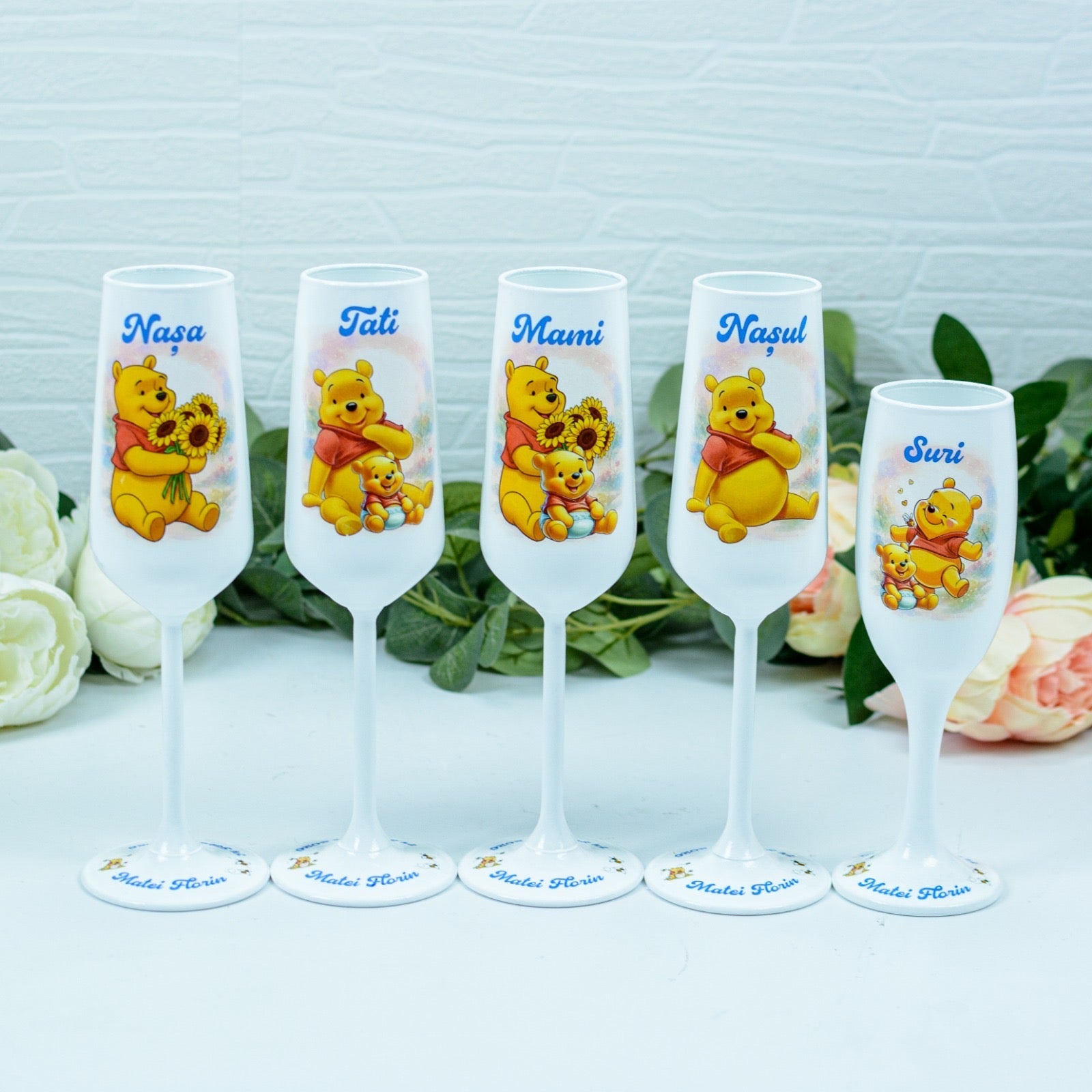 Pahare personalizate botez Winnie 3 RoHandWork