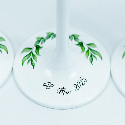 Set pahare nunta verde smarald siluete RoHandWork
