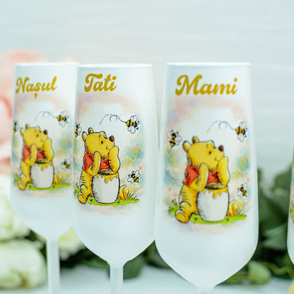 Pahare botez ursuleț Winnie borcan miere RoHandWork