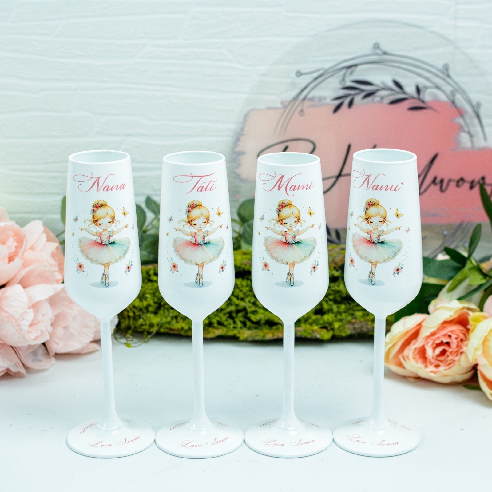 Set pahare botez Balerina Delicată Colorata RoHandWork