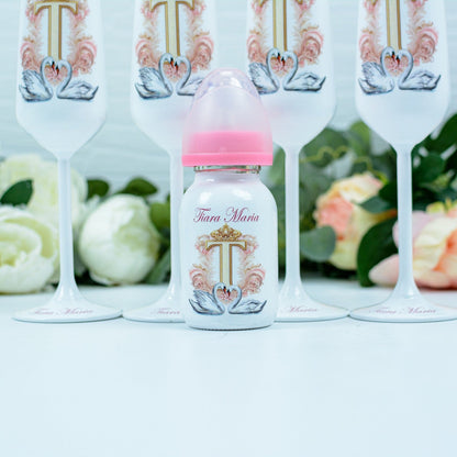 Pahare personalizate botez Lebede RoHandWork