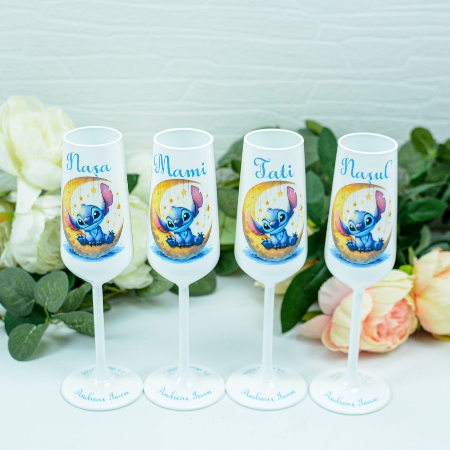 Pahare personalizate botez Stitch RoHandWork