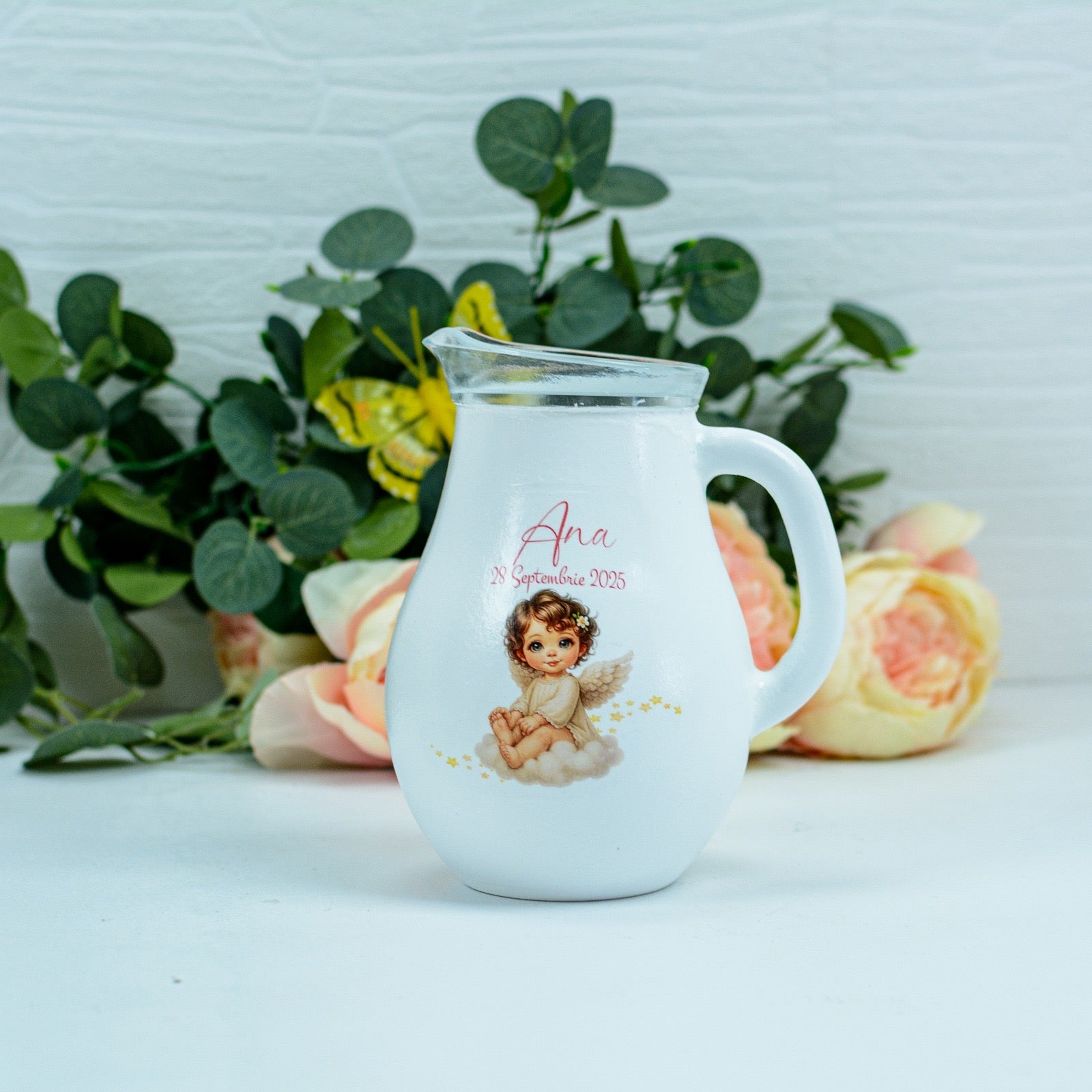 Carafa botez - Canta de botez Îngeraș RoHandWork