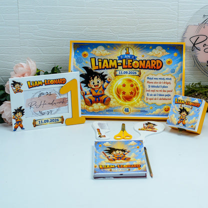 Set Moț Personalizat Dragon Ball – Tavă pentru Tăierea Moțului Băiețel RoHandWork