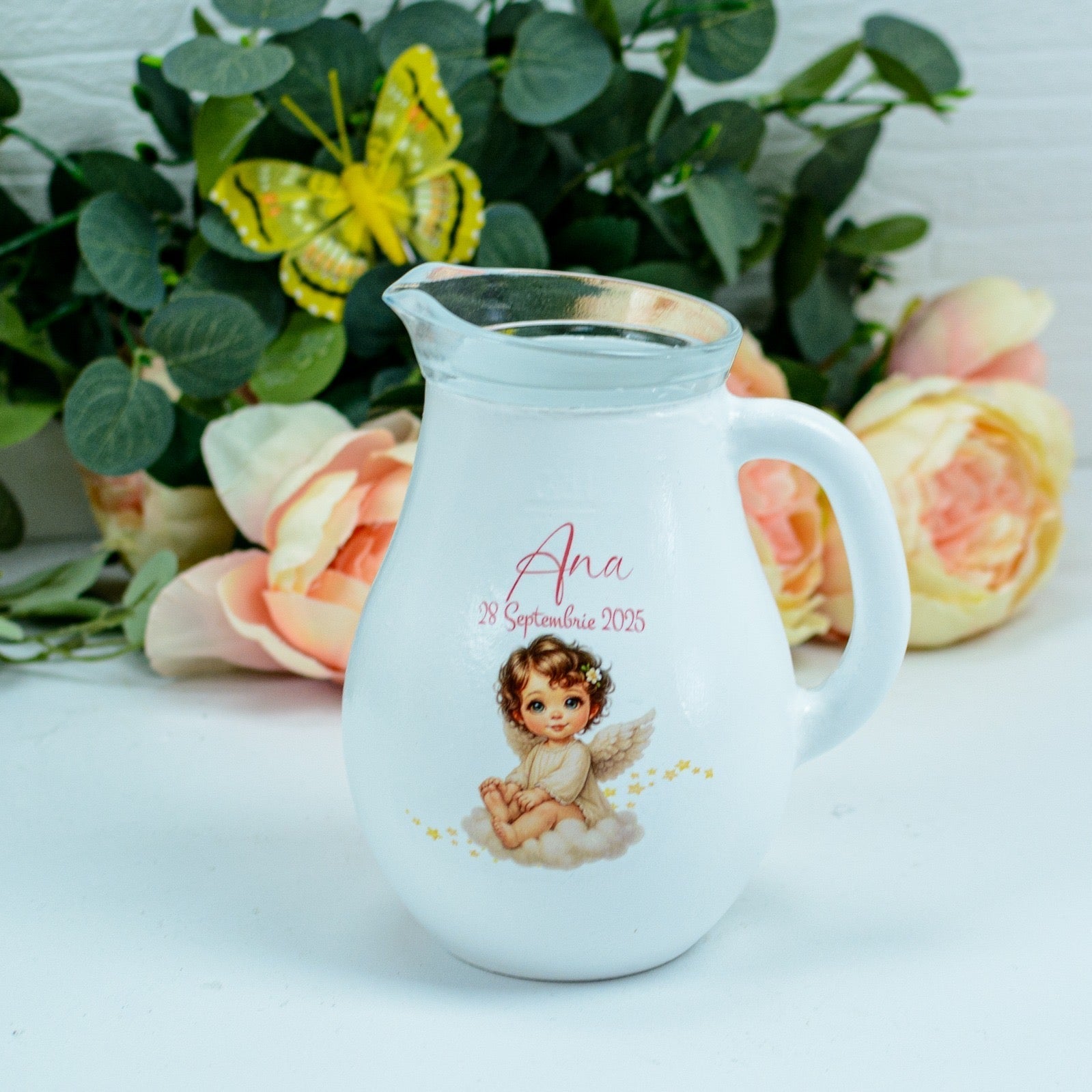 Carafa botez - Canta de botez Îngeraș RoHandWork