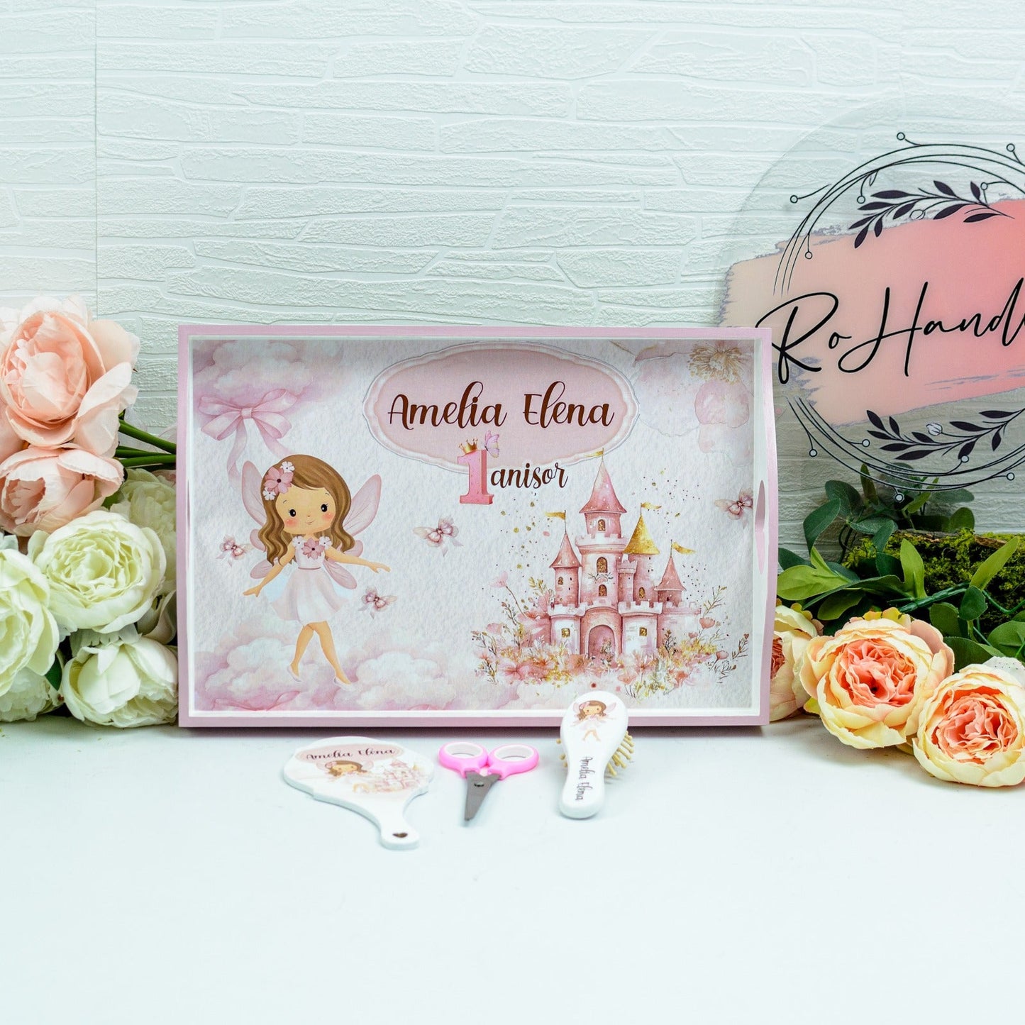 Set tavita turta Prințesă la castel -set tava pentru taiere mot RoHandWork