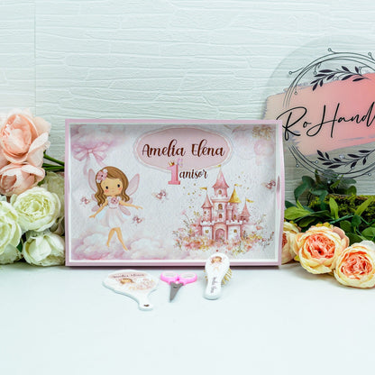 Set tavita turta Prințesă la castel -set tava pentru taiere mot RoHandWork