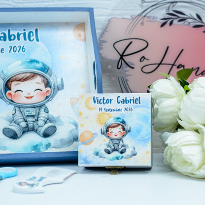 Set Moț Personalizat Astronaut  – Tavă pentru Tăierea Moțului Băiețel RoHandWork