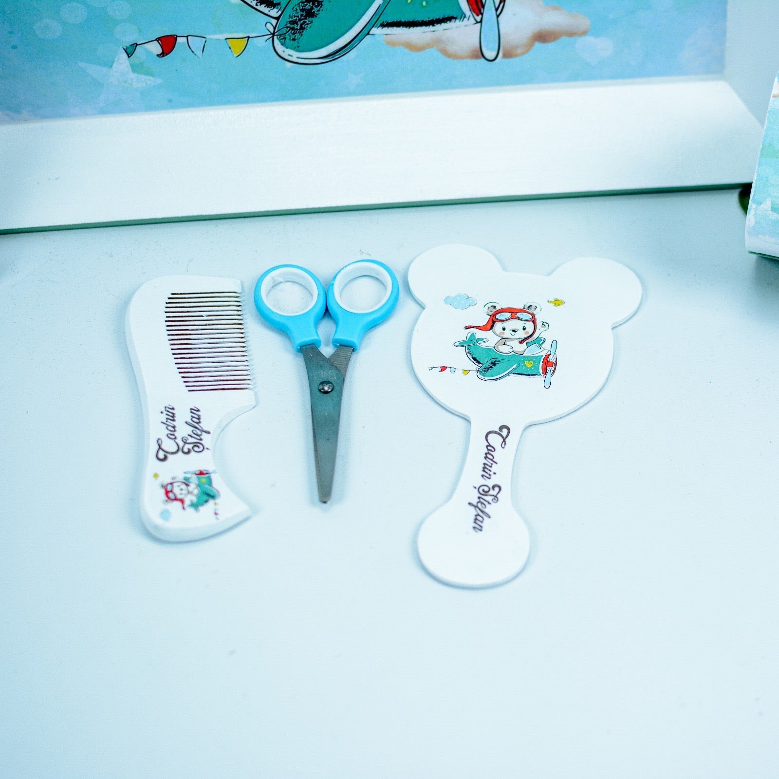 Set mot Ursuletul aviator  - set tava taiere mot personalizat RoHandWork