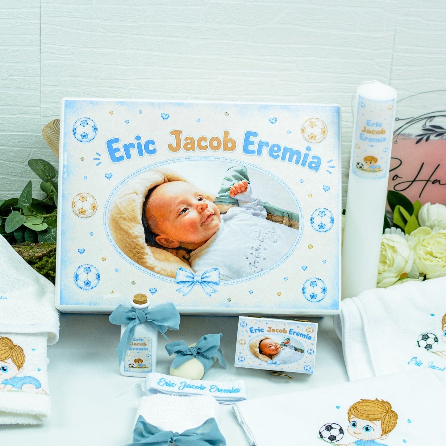 Trusou personalizat pentru botez -bebe Fotbalist RoHandWork