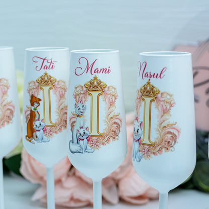 Set pahare botez Pisică Marie și nume RoHandWork