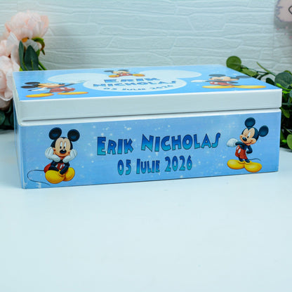 Cutie personalizata de amintiri pentru botez-Mickey RoHandWork