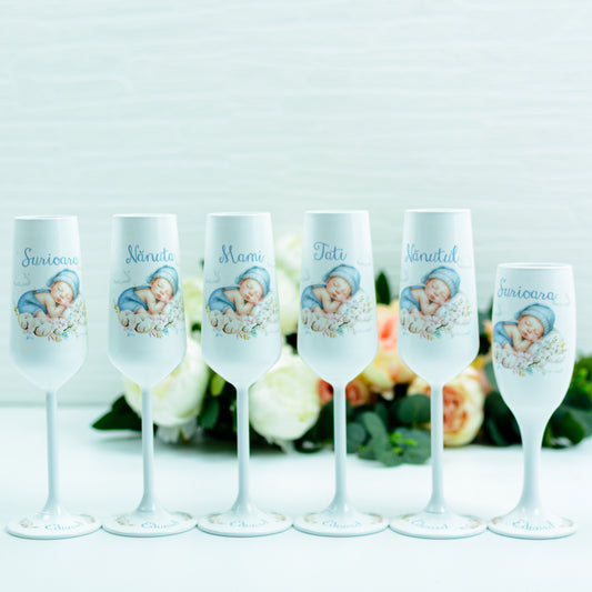 Pahare botez bebe flori bumbac RoHandWork