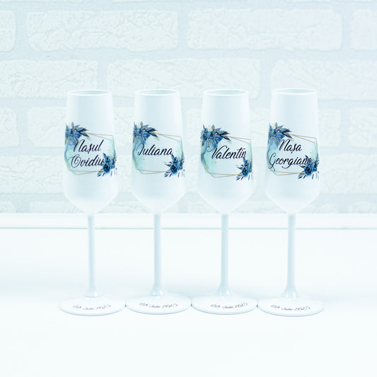 Set pahare Nunta Albastru regal - RoHandWork