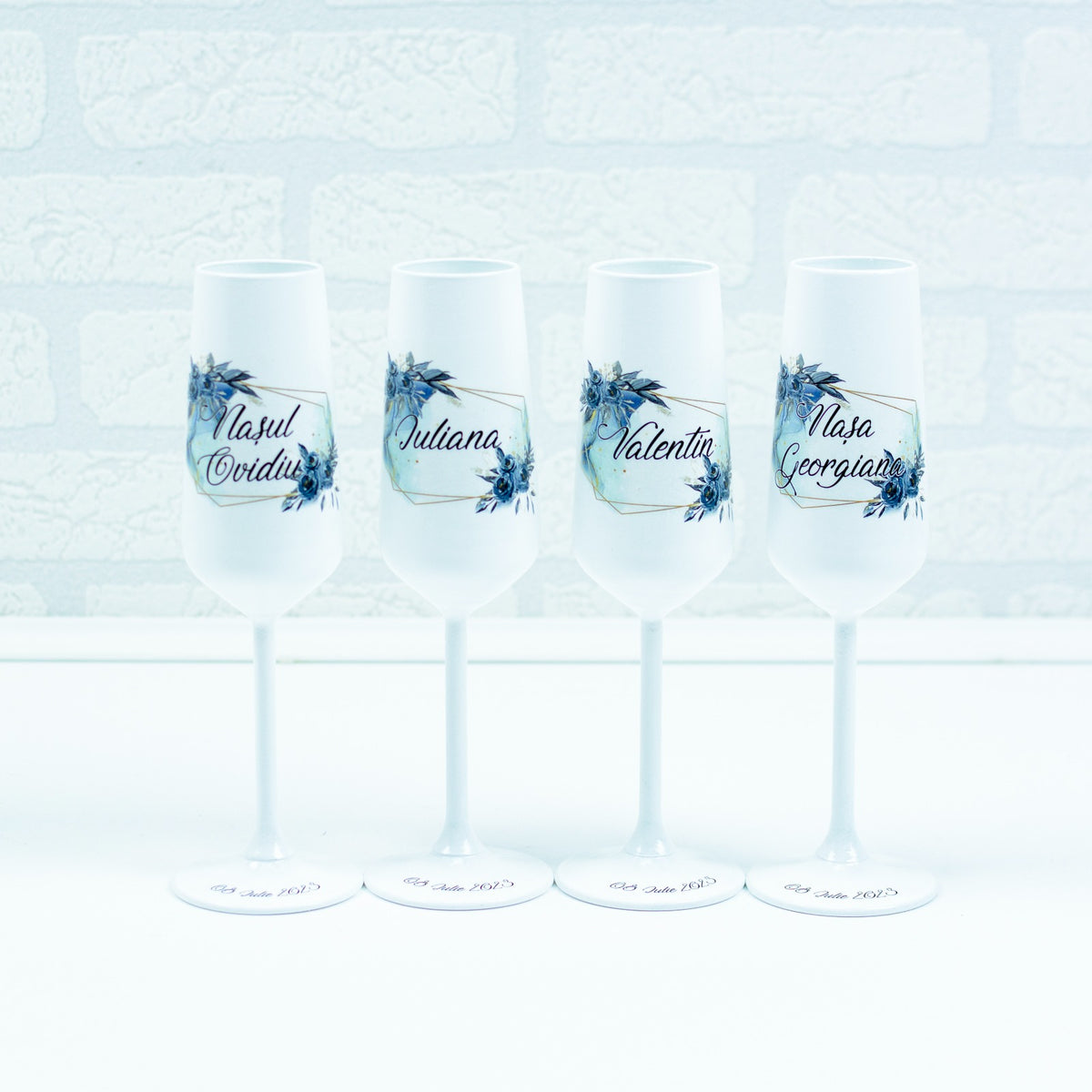 Set pahare Nunta Albastru regal - RoHandWork