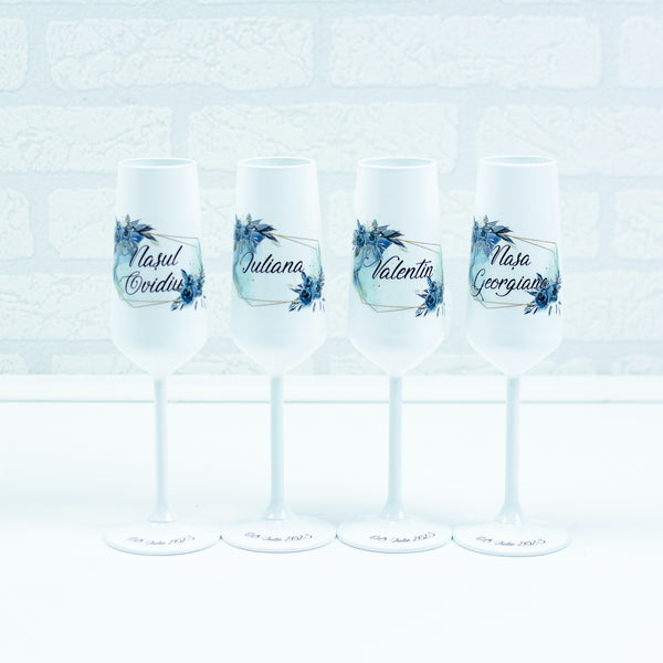 Set pahare Nunta Albastru regal - RoHandWork